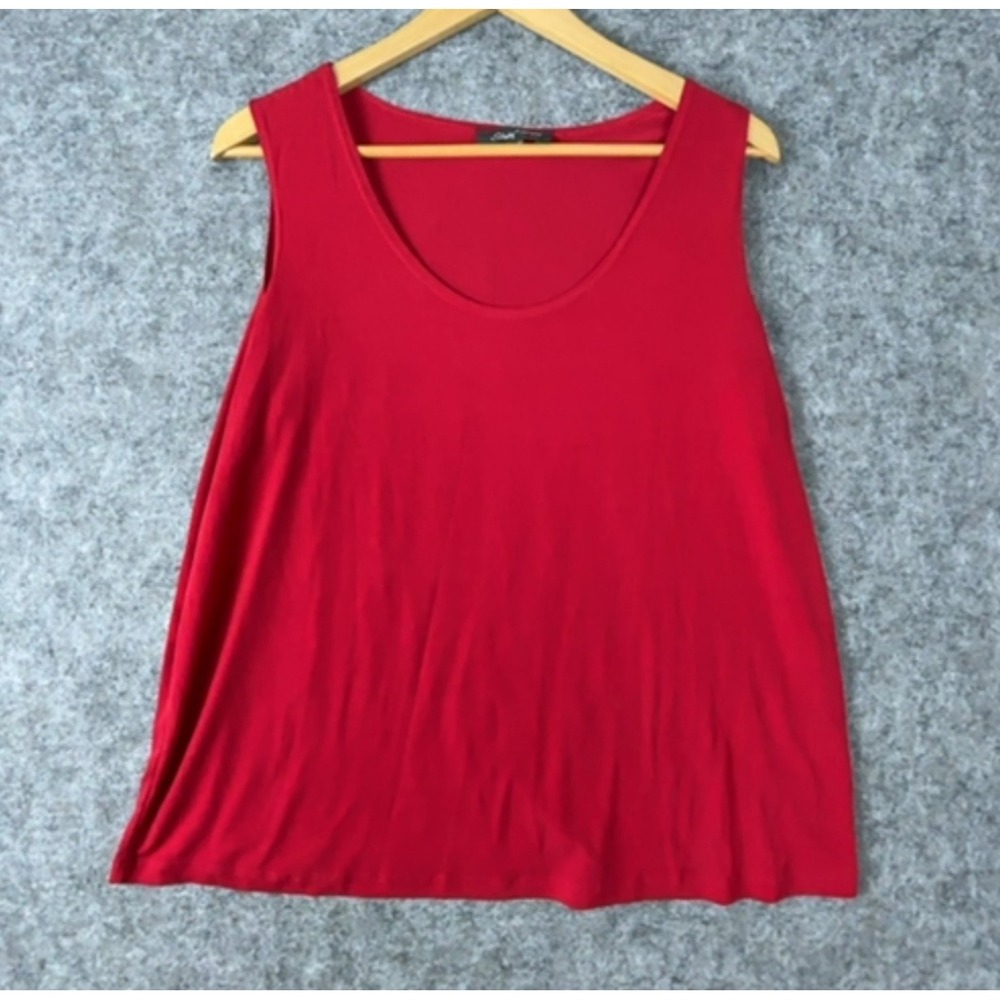Slinky Brand Tank Top Womens XL Red Stretch Scoop Neck Pullover Everyday Wear